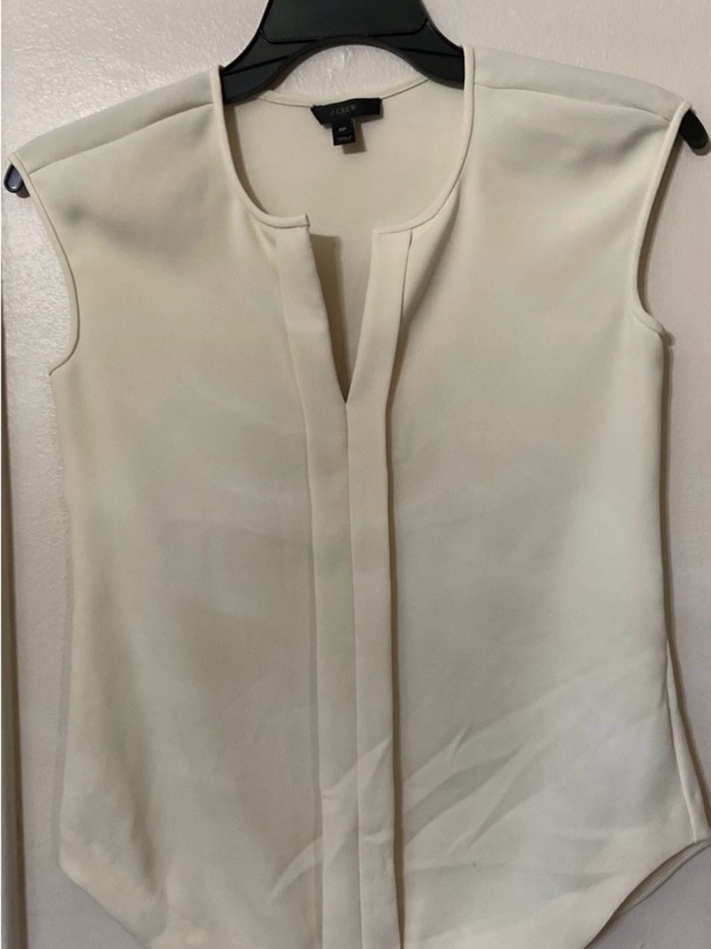 J. Crew Cream Split-Neck Sleeveless Blouse